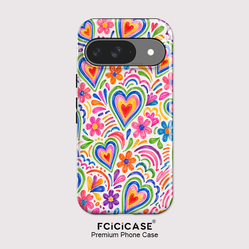 Google Pixel 8A - Fcicicase ピクセル10A用 ラブハートフラワー柄スマホケース Google Pixel 10