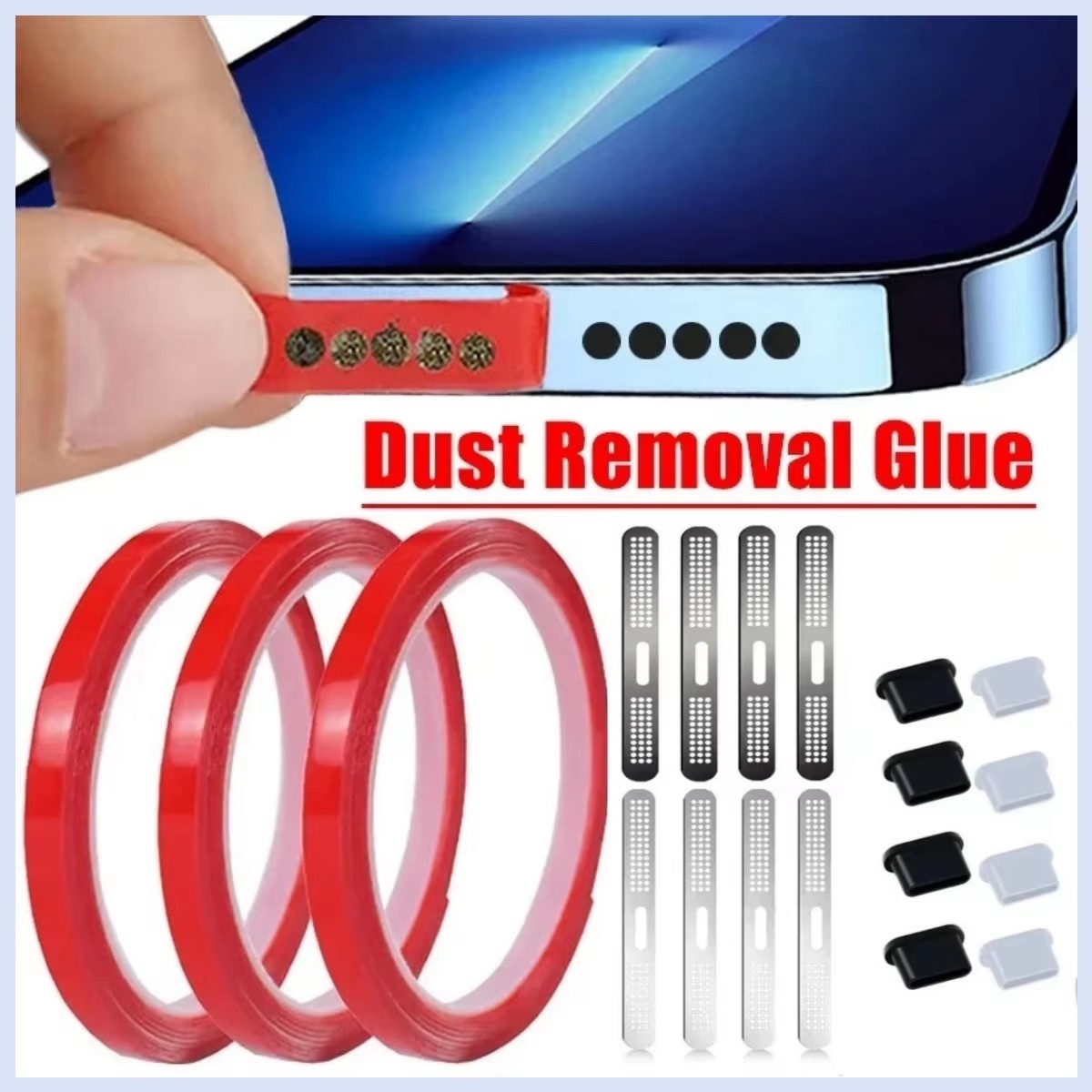Dust Removal Sticker - ユニバーサル電話スピーカー防塵接着剤スピーカーグリッドカバーダストステッカークリーニング接着剤クリーニングキットベルト iPhone 14 Xiaomi用