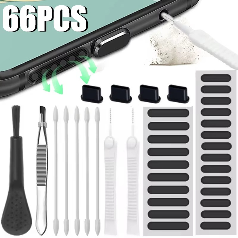 Dust Removal Sticker - 電話クリーニングセットスピーカーダストプラグメッシュステッカー充電ポートプロテクタークリーニングブラシキットiPhone Xiaomi Huawei クリーナー用