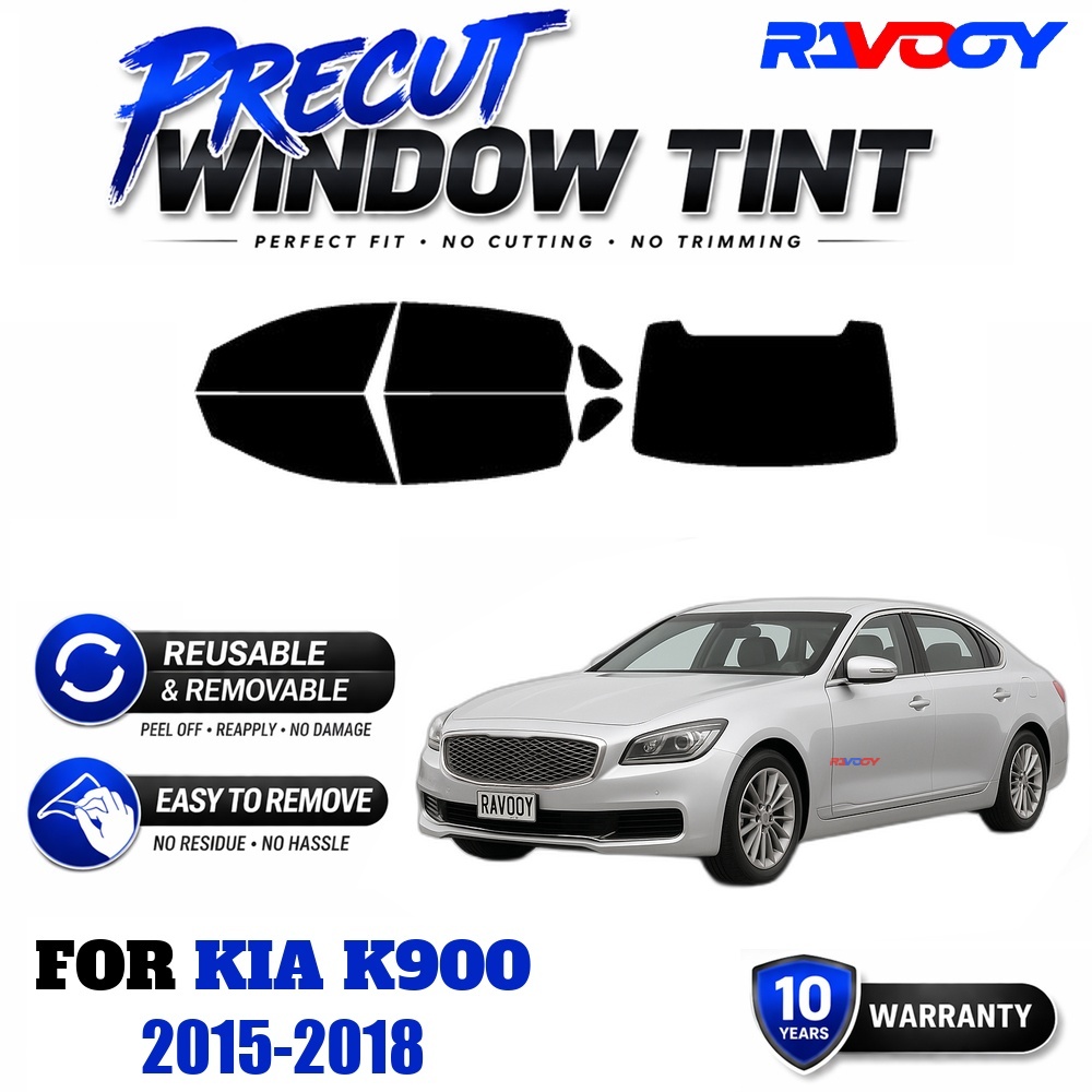 Air Bubble Remover - RAVOOY プレカットウィンドウティント、再利用可能な取り外し可能なEPUフィルム、Kia K900 2015-2018用カスタムフィット、UV熱保護