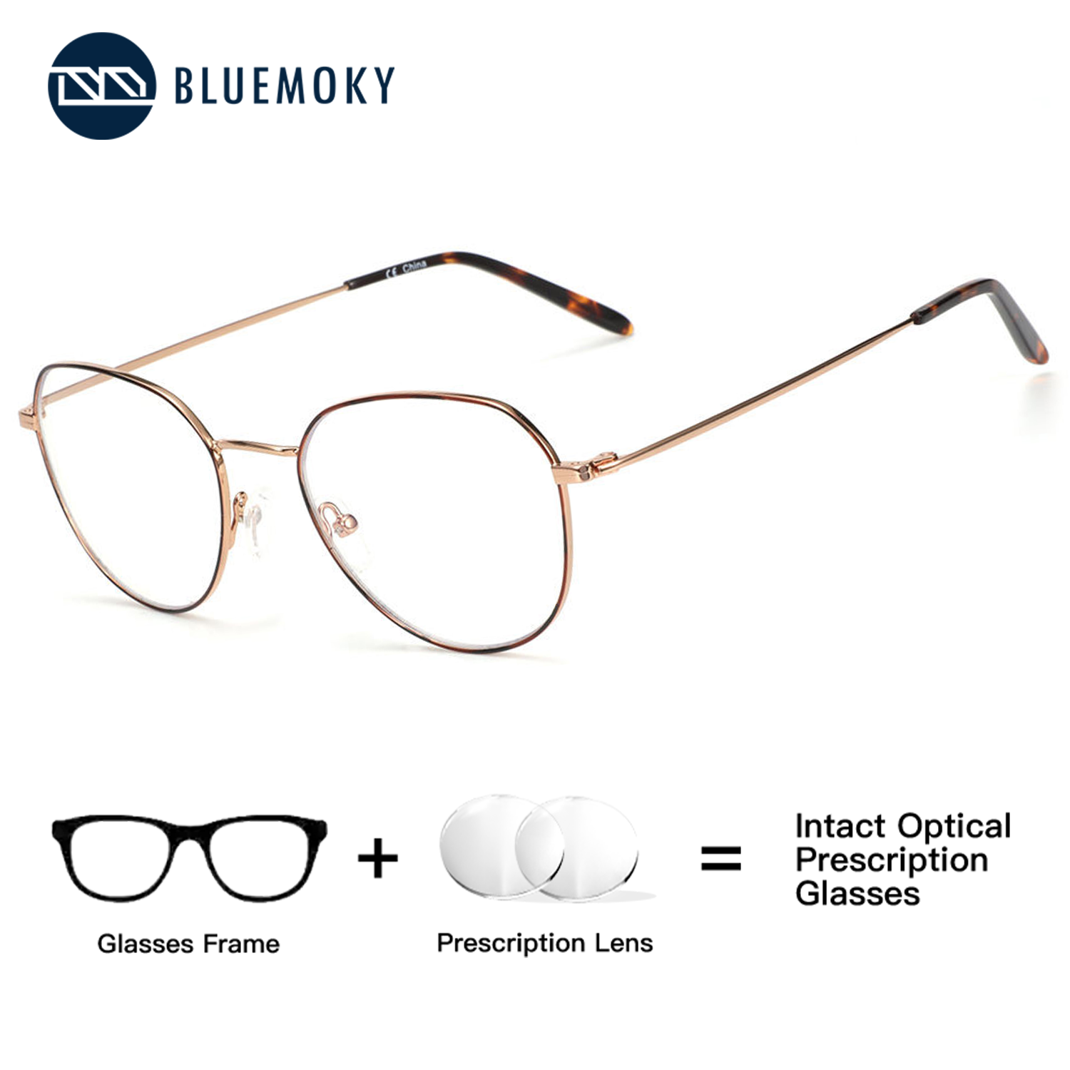 BLUEMOKY メタル円形カスタム処方メガネ、男性女性用進 - Anti Blue Light Film のレビューと価格